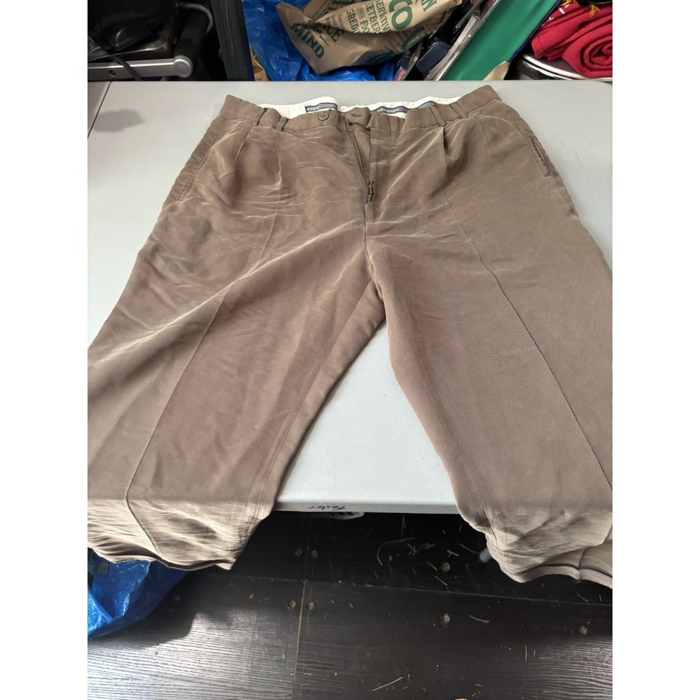 Vintage‎ Bachrach Mens Brown Pleat Dress Pants 36X30 Micro Check Wide Leg